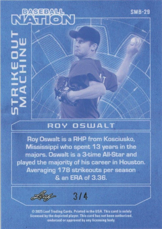 Roy Oswalt 2025 Leaf Baseball Nation Strikeout Machine Orange Wave #3/4 #SMB-29