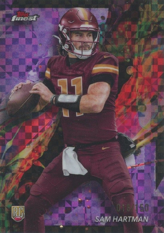 Sam Hartman 2024 Topps Finest Purple Checkerboard Rookie RC #18/150 #68