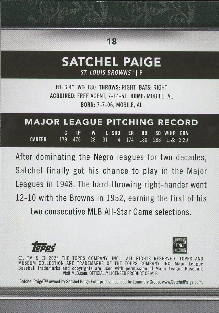 2024 Topps Museum Collection Satchel Paige #18