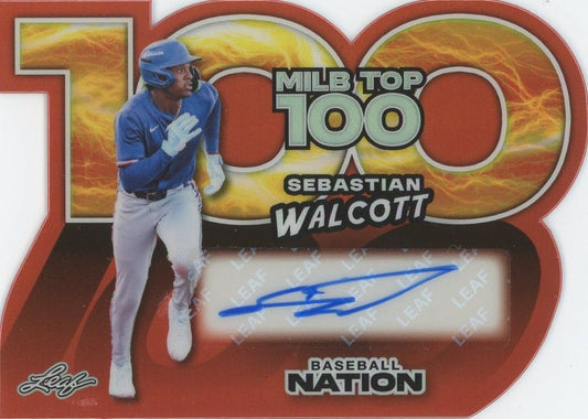 2025 Leaf Baseball Nation Sebastian Walcott MILB Top 100 Orange #1/1 #MA-SW1