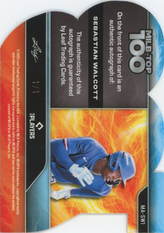 2025 Leaf Baseball Nation Sebastian Walcott MILB Top 100 Orange #1/1 #MA-SW1