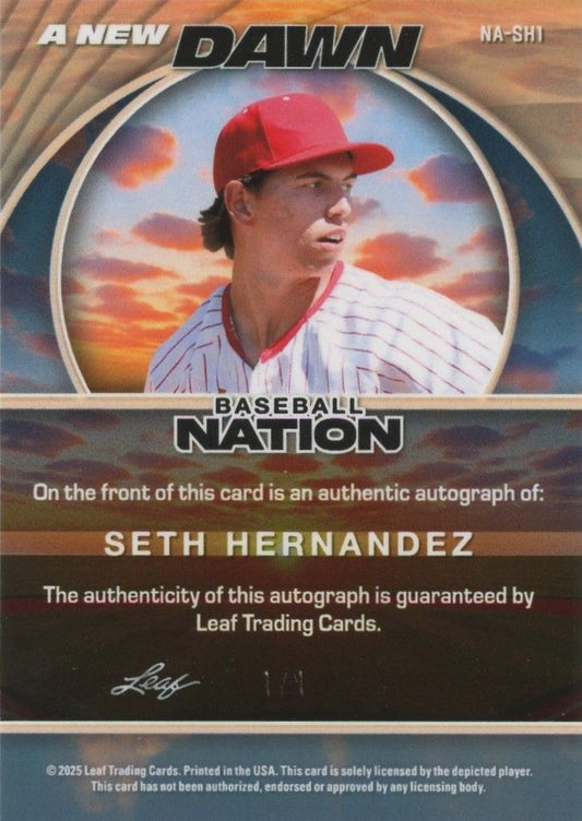 2025 Baseball Nation Seth Hernandez A New Dawn Black Sparkle Auto #1/1 #NA-SH1