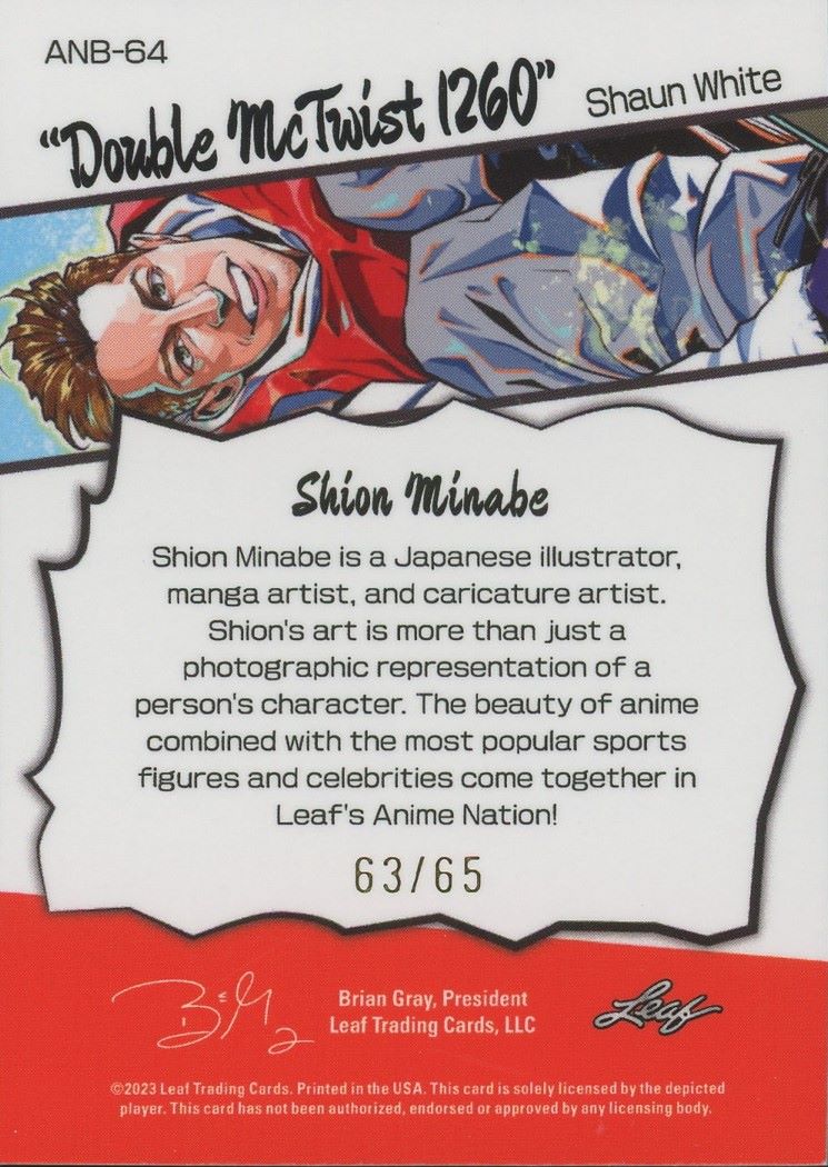 2023 Leaf Metal Shaun White Anime Nation #/65 #ANB-64