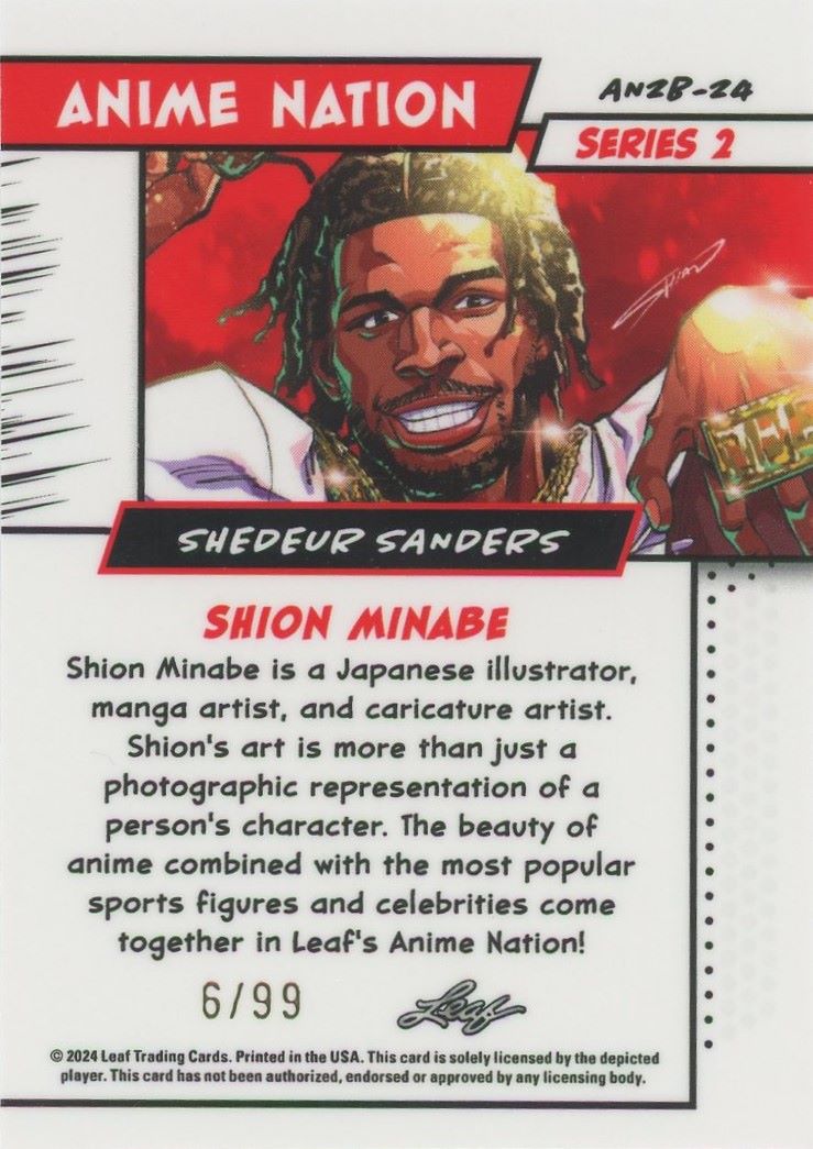 2024 Leaf Metal Shedeur Sanders Anime Nation #6/99 #AN2B-24