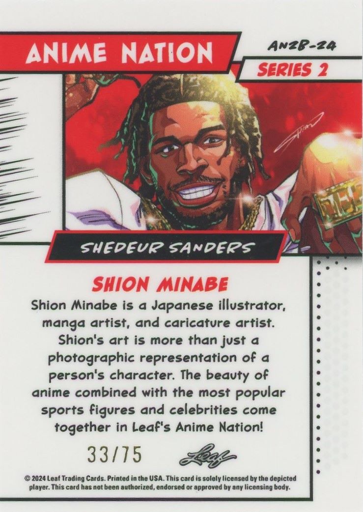 2024 Leaf Metal Shedeur Sanders Anime Nation Blue #33/75 #AN2B-24 Colorado