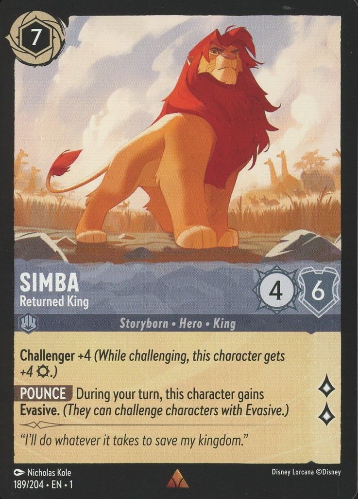 Disney Lorcana: The First Chapter Simba Returned King Rare #189