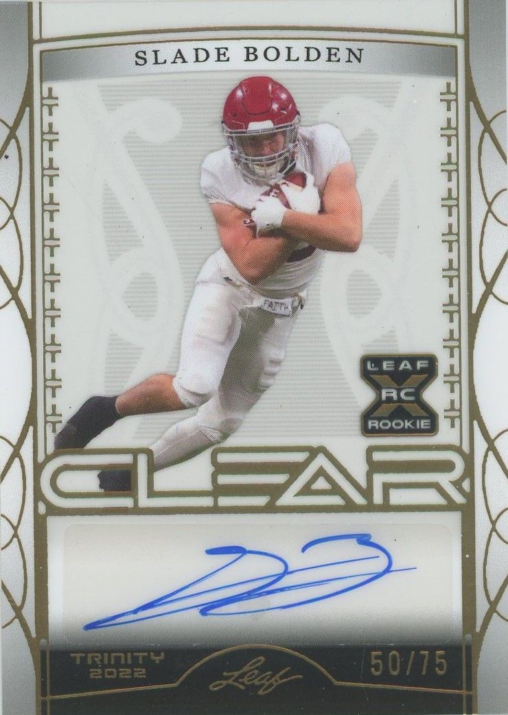 Slade Bolden 2022 Leaf Trinity Clear Auto Gold Rookie XRC #50/75 #CA-SB1