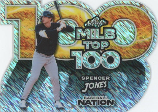 2025 Leaf Baseball Nation Spencer Jones MiLB Top 100 Silver Shimmer #10/15 #MB-59
