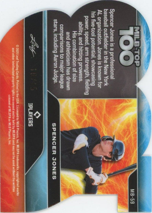 2025 Leaf Baseball Nation Spencer Jones MiLB Top 100 Silver Shimmer #10/15 #MB-59