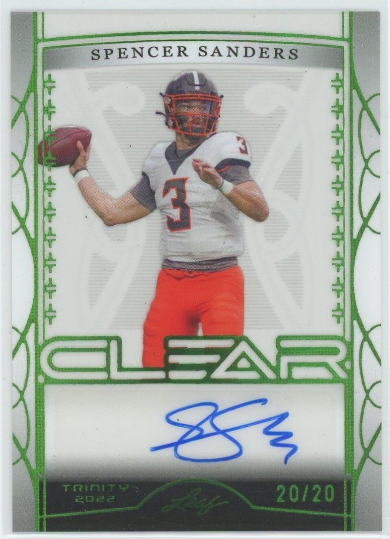 2022 Leaf Trinity Football Spencer Sanders Clear Green Auto #20/20 #CA-SS1