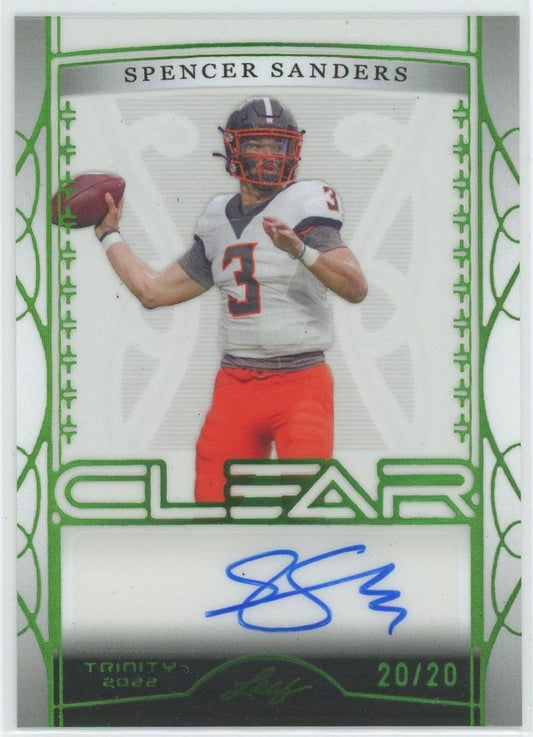 2022 Leaf Trinity Football Spencer Sanders Clear Green Auto #20/20 #CA-SS1