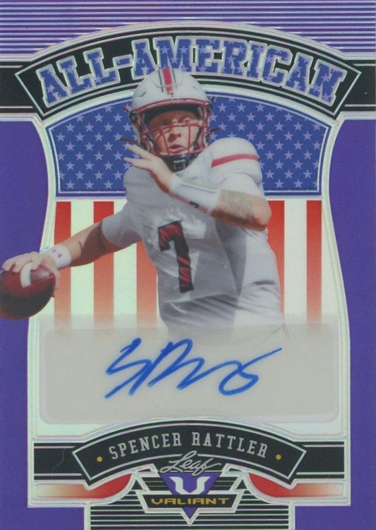 Spencer Rattler 2022 Leaf Valiant All American Purple Auto #1/15 #AA-SR1