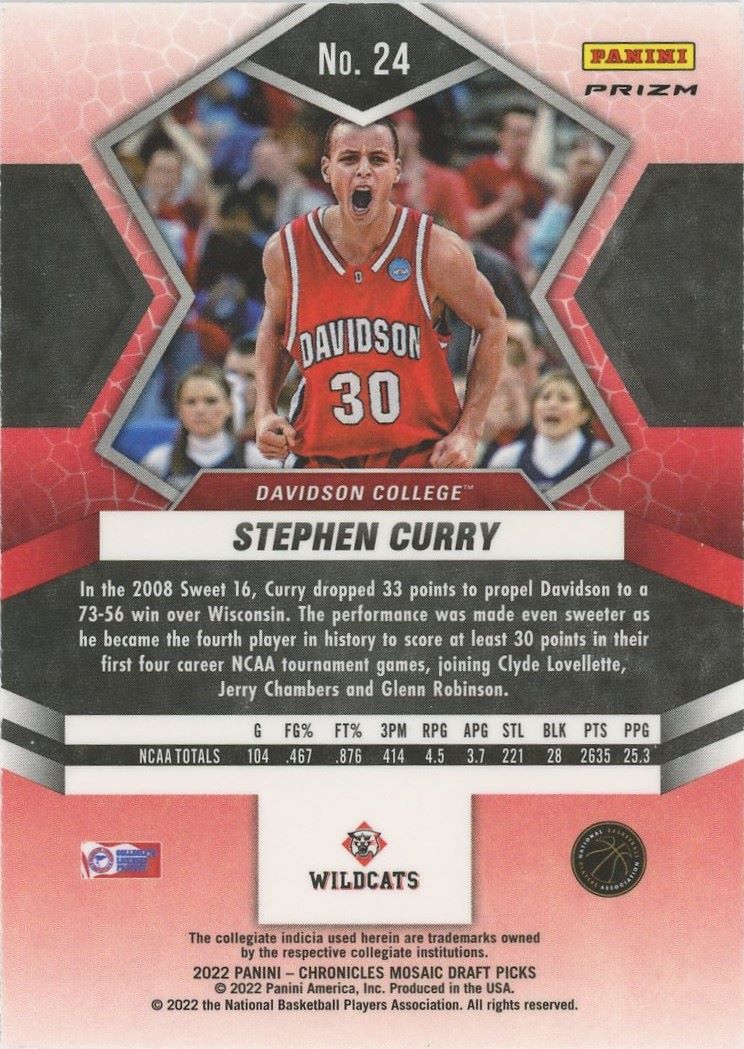 2022-23 Panini Chronicles Stephen Curry Draft Picks Mosaic Pink #24