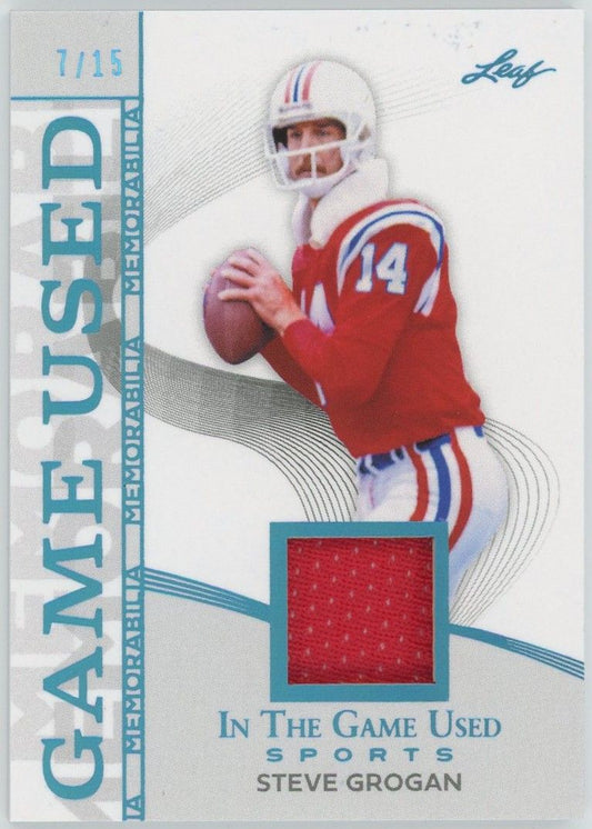 2025 Leaf In The Game Used Steve Grogan Game Used Platinum Patch #7/15 #GM-43