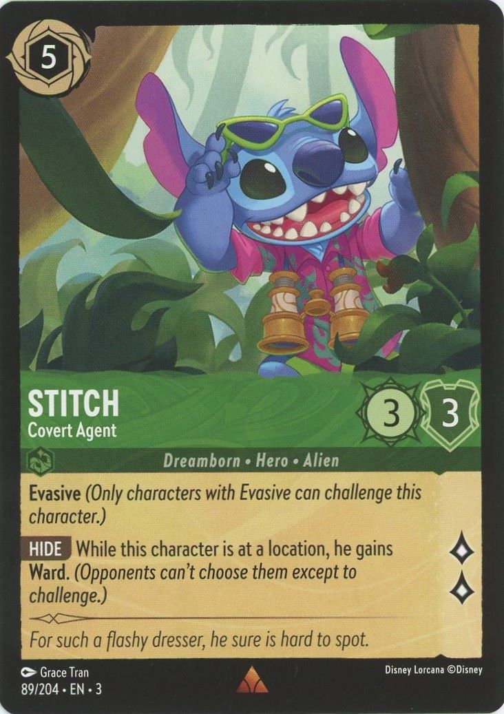 Disney Lorcana Into the Inklands Stitch Covert Agent Rare #89