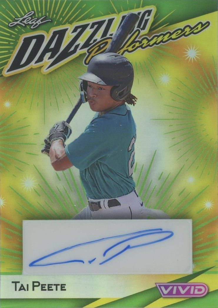 Tai Peete 2023 Leaf Vivid Baseball Dazzling Performers Green Auto #4/4 #DP-TP1