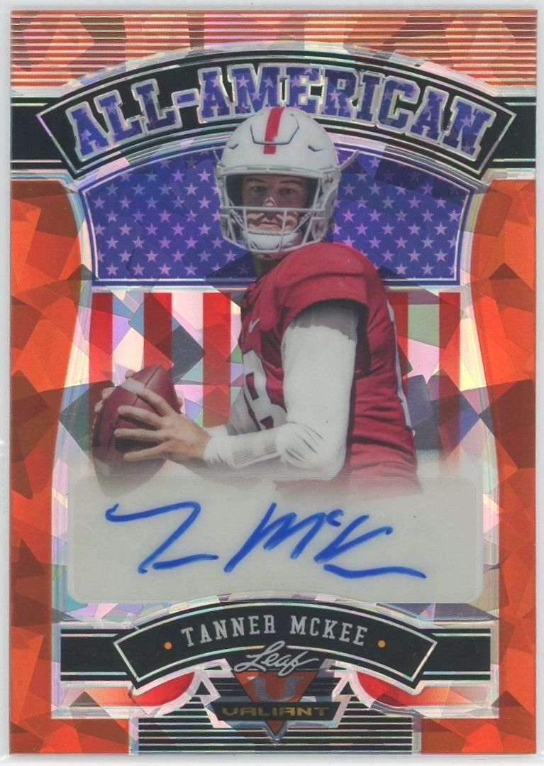 2022 Leaf Valiant Football All-American Tanner McKee Orange Auto #8/20 #AA-TM2