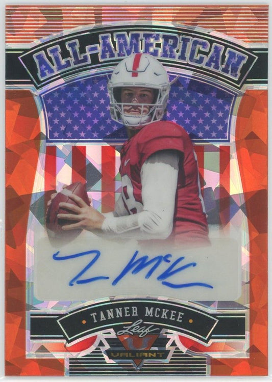 2022 Leaf Valiant Football All-American Tanner McKee Orange Auto #8/20 #AA-TM2