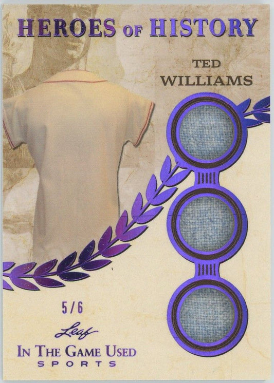 2025 Leaf In The Game Used Ted Williams Heroes of History Patch Purple #5/6 #HH-83