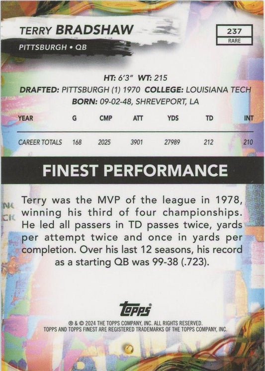 Terry Bradshaw 2024 Topps Finest Purple Checkerboard #50/75 #237