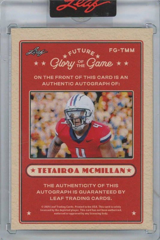 Tetairoa McMillan 2025 Leaf Glory of the Game Platinum Auto #14/25 #FG-TMM