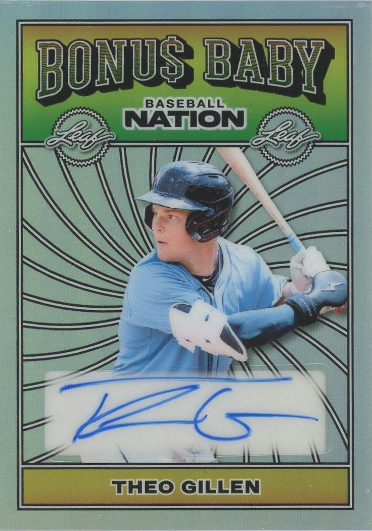 2025 Leaf Baseball Nation Theo Gillen Bonus Baby Silver #10/15 #BA-TG1 Tampa Bay