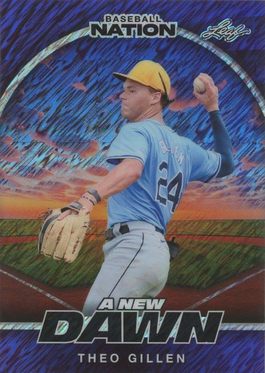 2025 Leaf Baseball Nation Theo Gillen A New Dawn Purple Shimmer #4/8 #NB-95