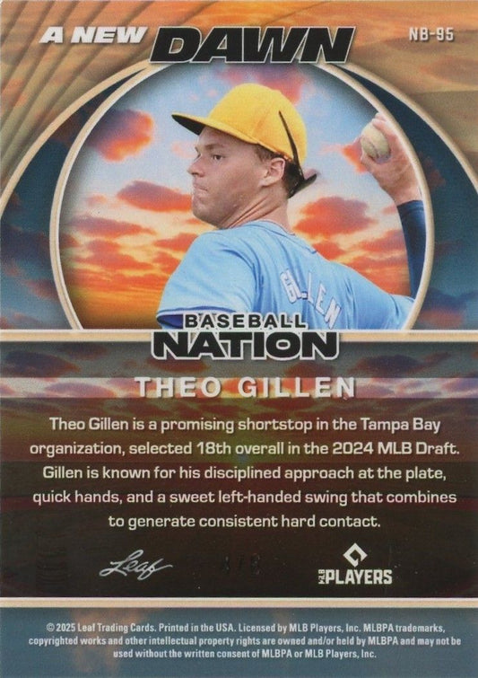 2025 Leaf Baseball Nation Theo Gillen A New Dawn Purple Shimmer #4/8 #NB-95