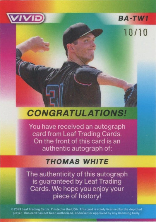 Thomas White 2023 Leaf Vivid Auto Yellow XRC #10/10 #BA-TW1