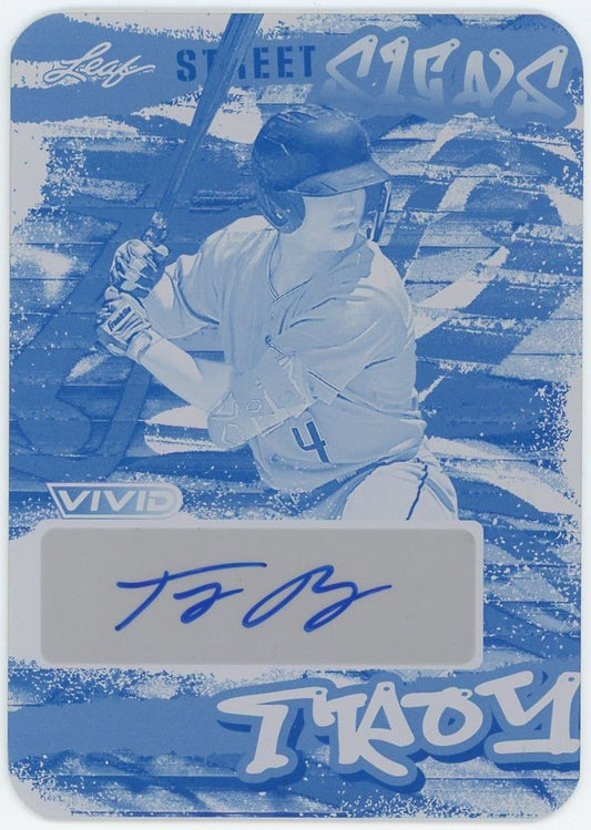 2023 Leaf Vivid Tommy Troy Street Signs Cyan Printing Plate Auto #1/1 #SS-TT1