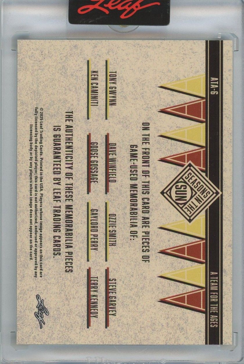Tony Gwynn/Winfield 2025 Season In Sun A Team For The Ages Game Used #5/5 #ATA-6
