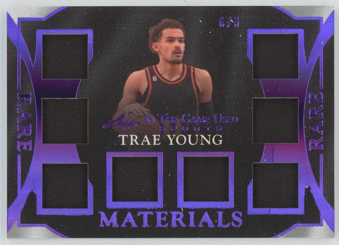 2025 Leaf in the Game Used Trae Young Rare Materials Purple #6/6 #RM-29