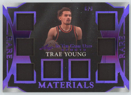2025 Leaf in the Game Used Trae Young Rare Materials Purple #6/6 #RM-29