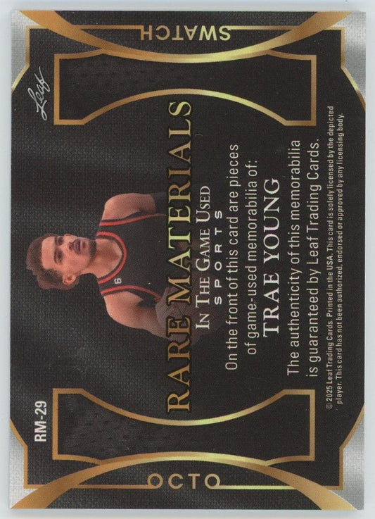 2025 Leaf in the Game Used Trae Young Rare Materials Purple #6/6 #RM-29