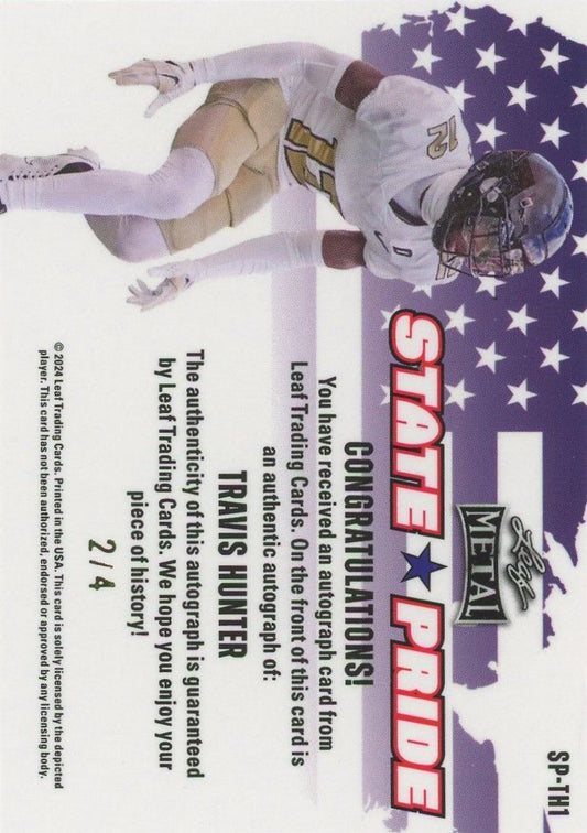 Travis Hunter 2024 Leaf Metal State Pride Laser Auto #2/4 #SP-TH1