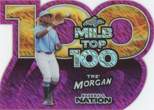 2025 Leaf Baseball Nation Tre Morgan MILB Top 100 Pink Shimmer #5/6 #MB-64