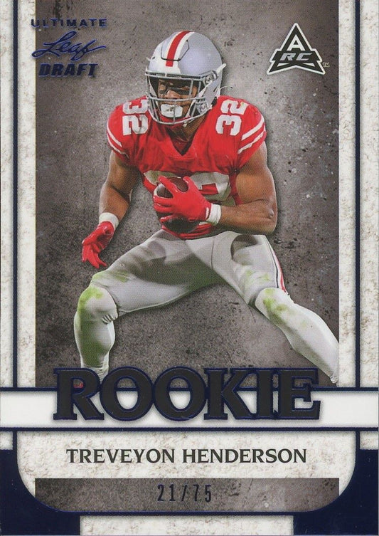 2022 Leaf Ultimate Draft Treveyon Henderson Rookie Navy #/75 #6