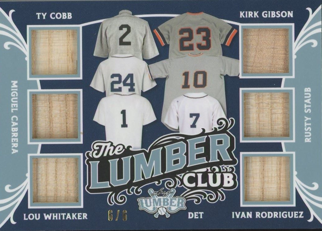 2024 Leaf Lumber Ty Cobb Rodriguez Staub Gibson Whitaker Cabrera Club BAT #6/6 #TLC-7