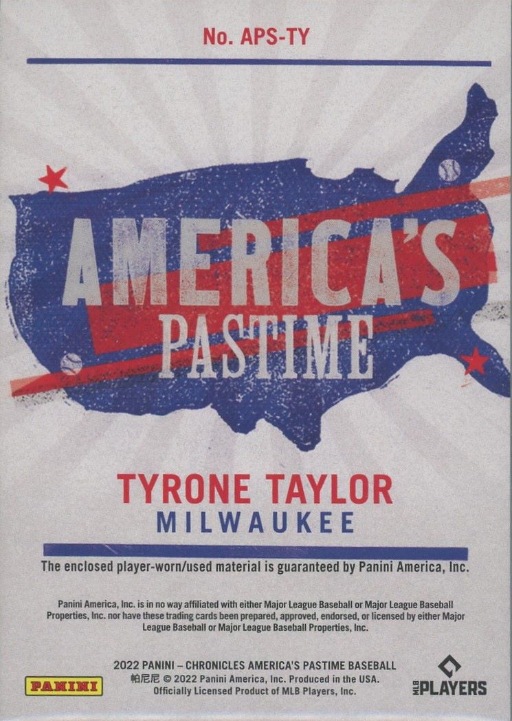 2022 Chronicles Tyrone Taylor America’s Pastime Patch Relic #APS-TY