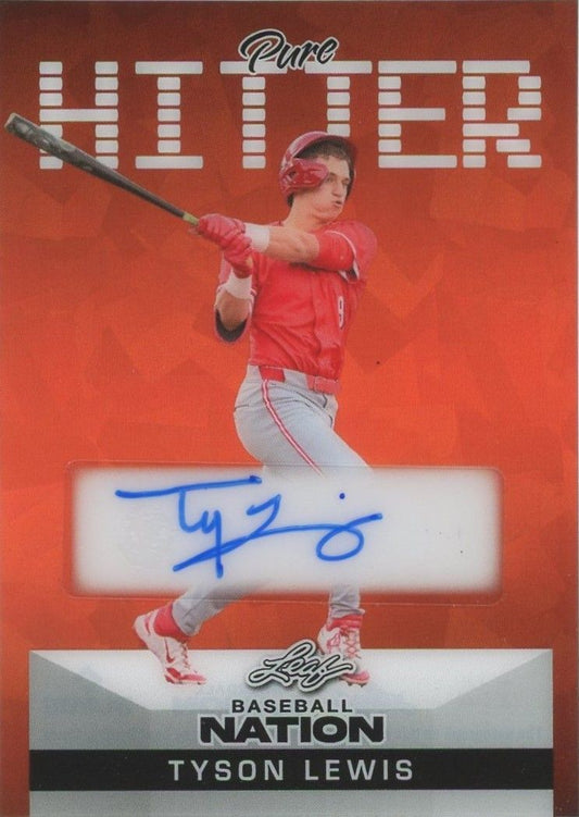 2025 Leaf Baseball Nation Tyson Lewis Pure Hitter Orange Cracked Ice Auto #2/3 #PA-TL1