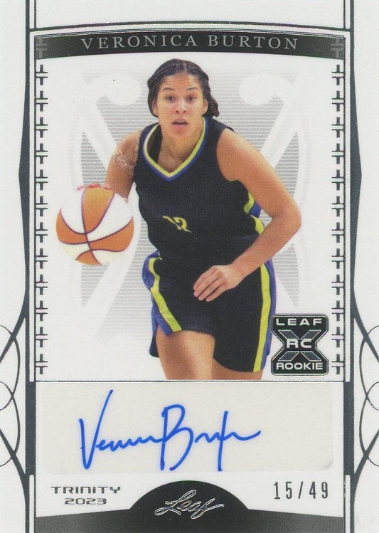 Veronica Burton 2023 Leaf Trinity Basketball Silver Auto XRC #15/49 #BA-VB1