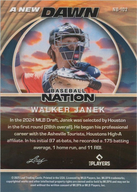 2025 Leaf Baseball Nation A New Dawn Walker Janek Purple Wave #4/8 #NB-102