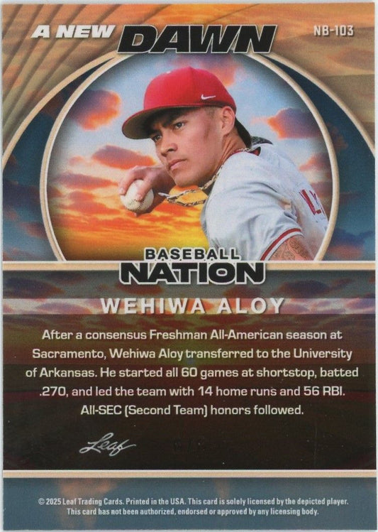 2025 Leaf Baseball Nation Wehiwa Aloy A New Dawn Pink Shimmer  #6/6 #NB-103
