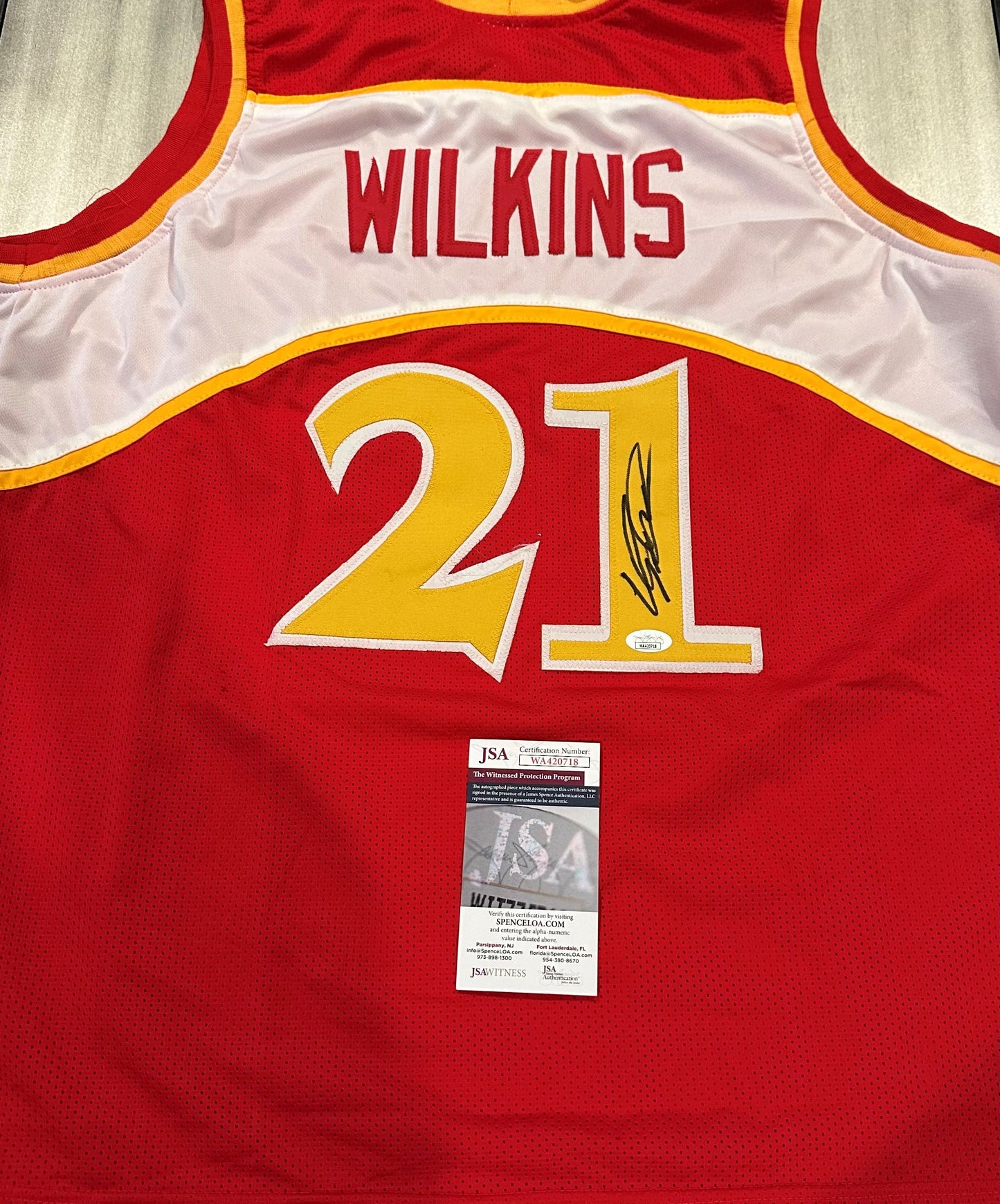 Dominique  Wilkins Autographed Jerse Atlanta Hawks JSA COA