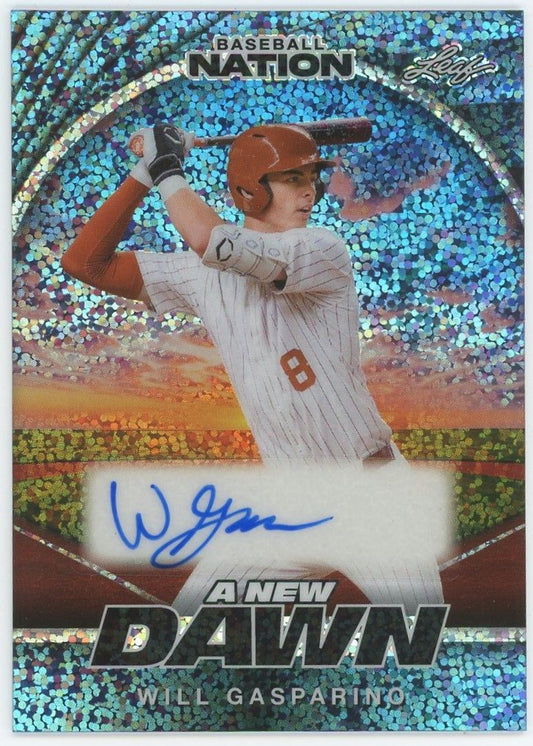 2025 Leaf Baseball Nation Will Gasparino A New Dawn Auto Blue Sparkle #1/3 #NA-WG1