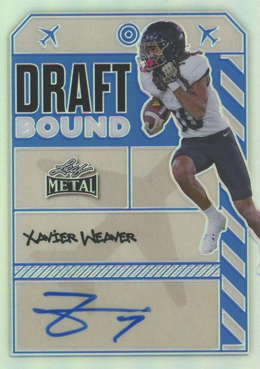 Xavier Weaver 2024 Leaf Metal Draft Bound Blue Auto #9/9 #DB-XW1