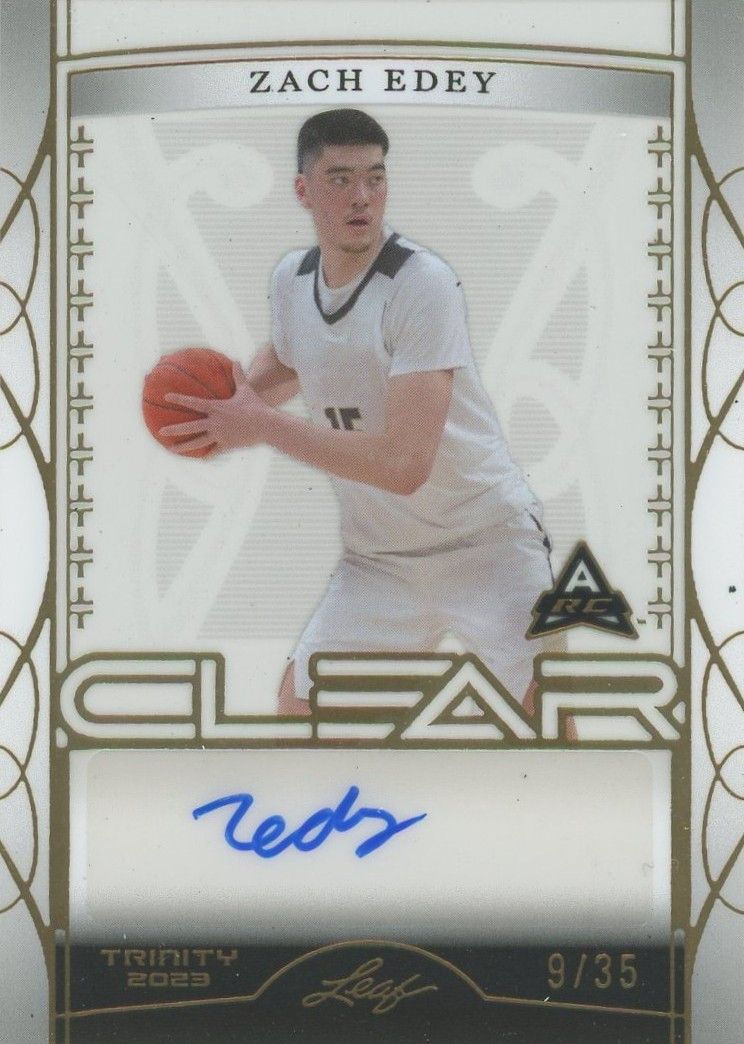 Zach Edey 2022-23 Leaf Trinity Clear Auto Gold RC #9/35 #CA-ZE1