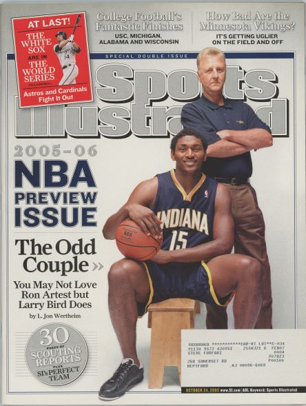 Sports Illustrated Pacers Larry Bird/Ron Artest Cover 10.24.2005