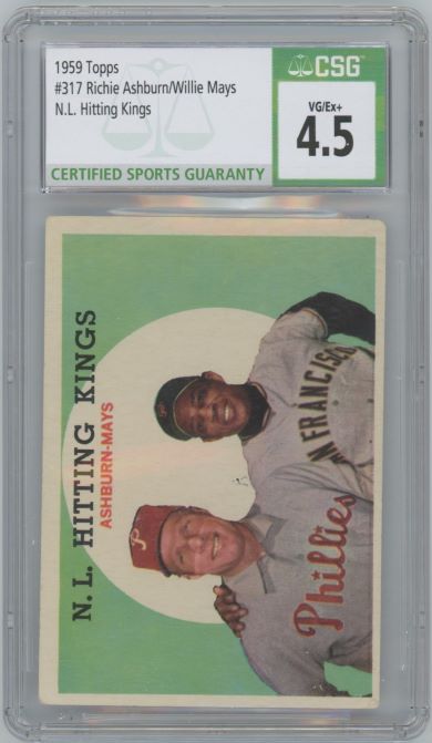 1959 Topps Richie Ashburn/Willie Mays N.L. Hitting Kings CSG 4.5 #317