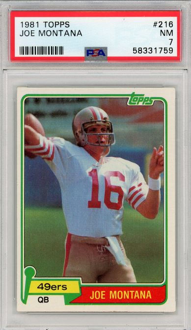 1981 Topps Football Joe Montana #216 PSA 7